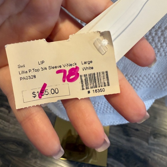 Lilla P White Open-Knit V-Neck Sweater – Size Large - Picture 3 of 5